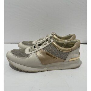 Michael Kors MK Women's Mickey Trainer Wedge SNEAKERS Rose Gold Size 8 M